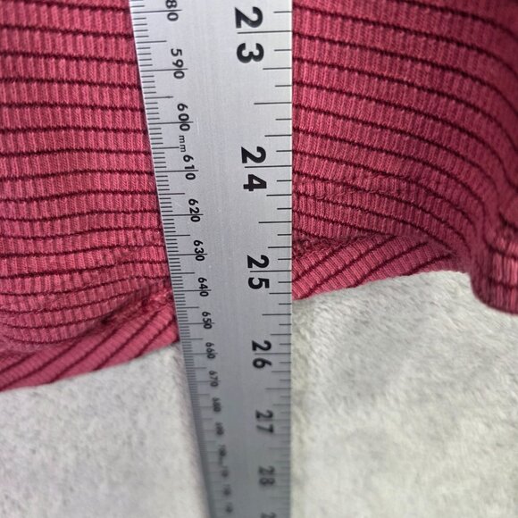 Womens Coldwater Creek Red Textured Top 1/4 Button Long Sleeve Cotton Size M - Picture 6 of 7